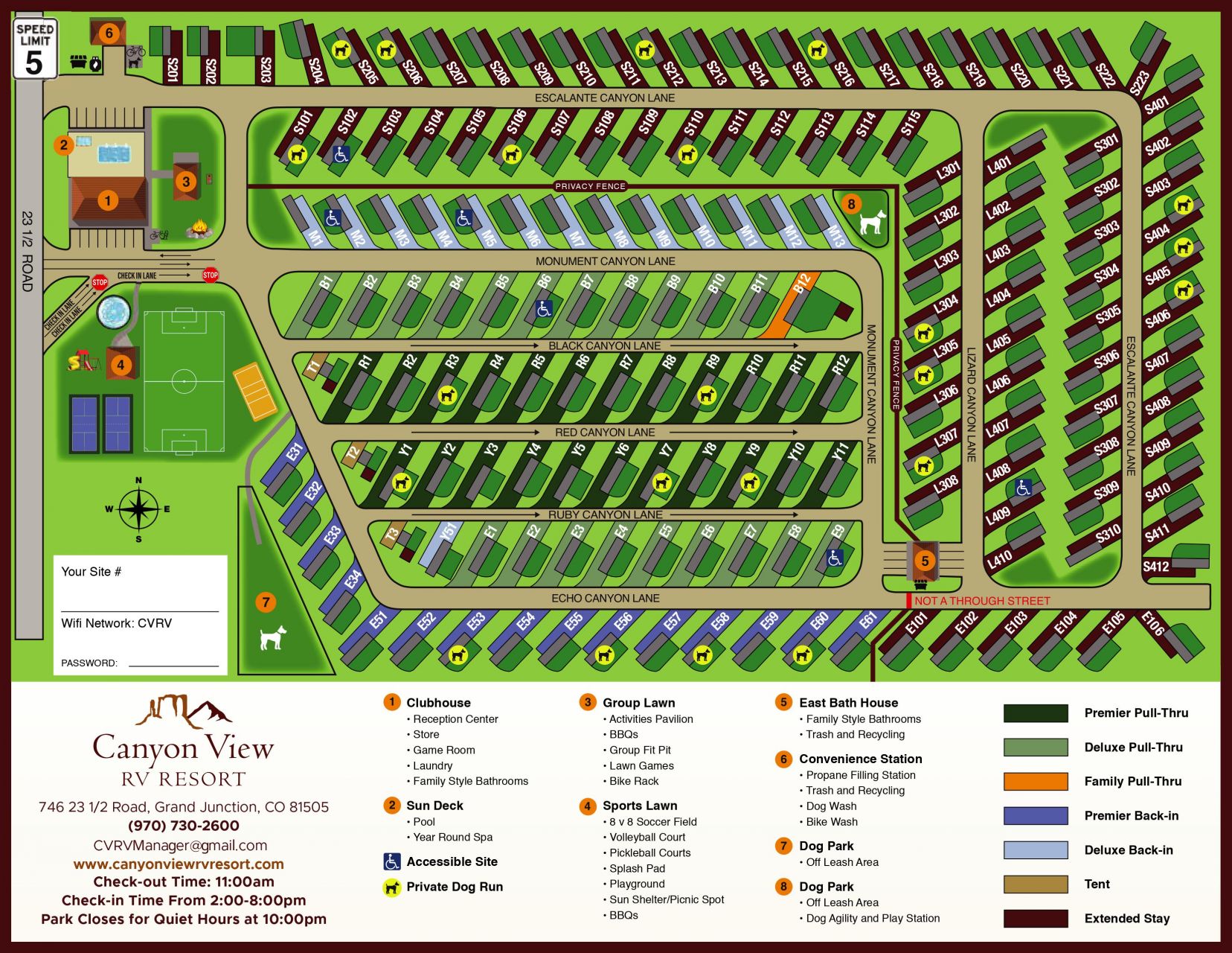 Canyon Rv Park Map Park Map & Guest Guide Canyon View Rv Resort Grand Junction Co