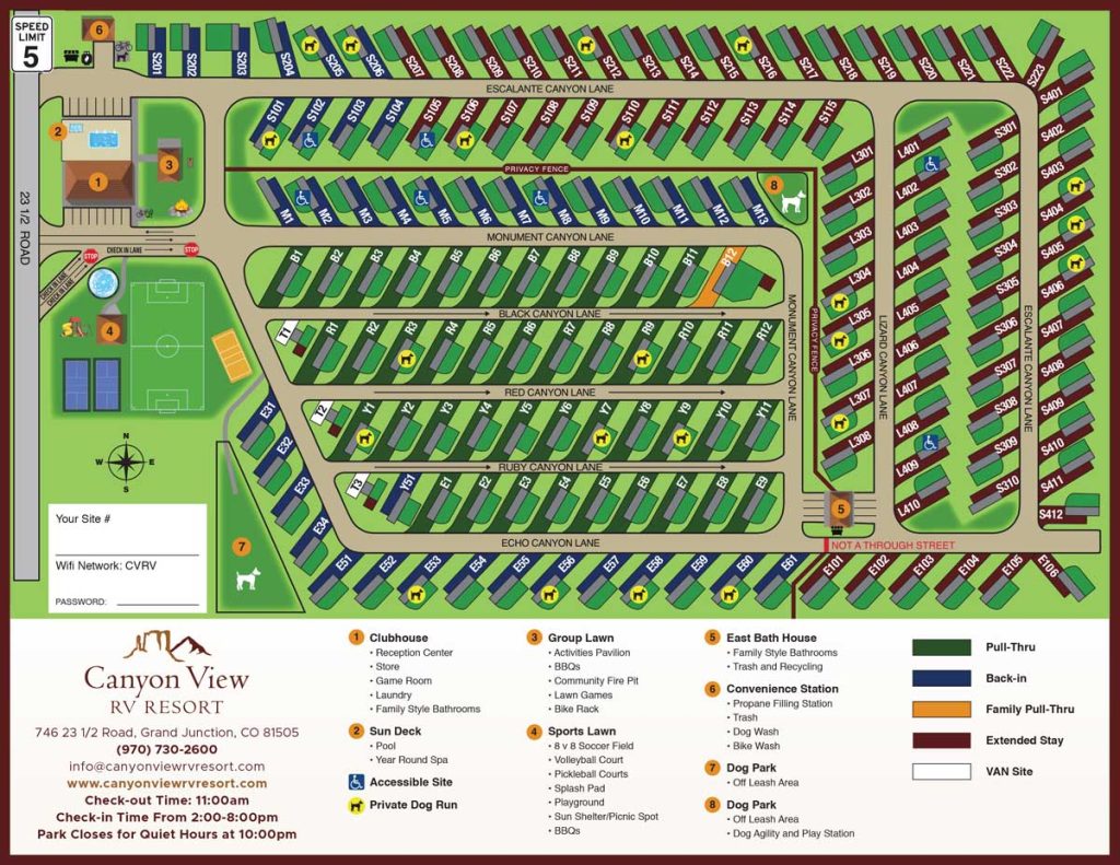 Park Map & Guest Guide Canyon View RV Resort Grand Junction CO